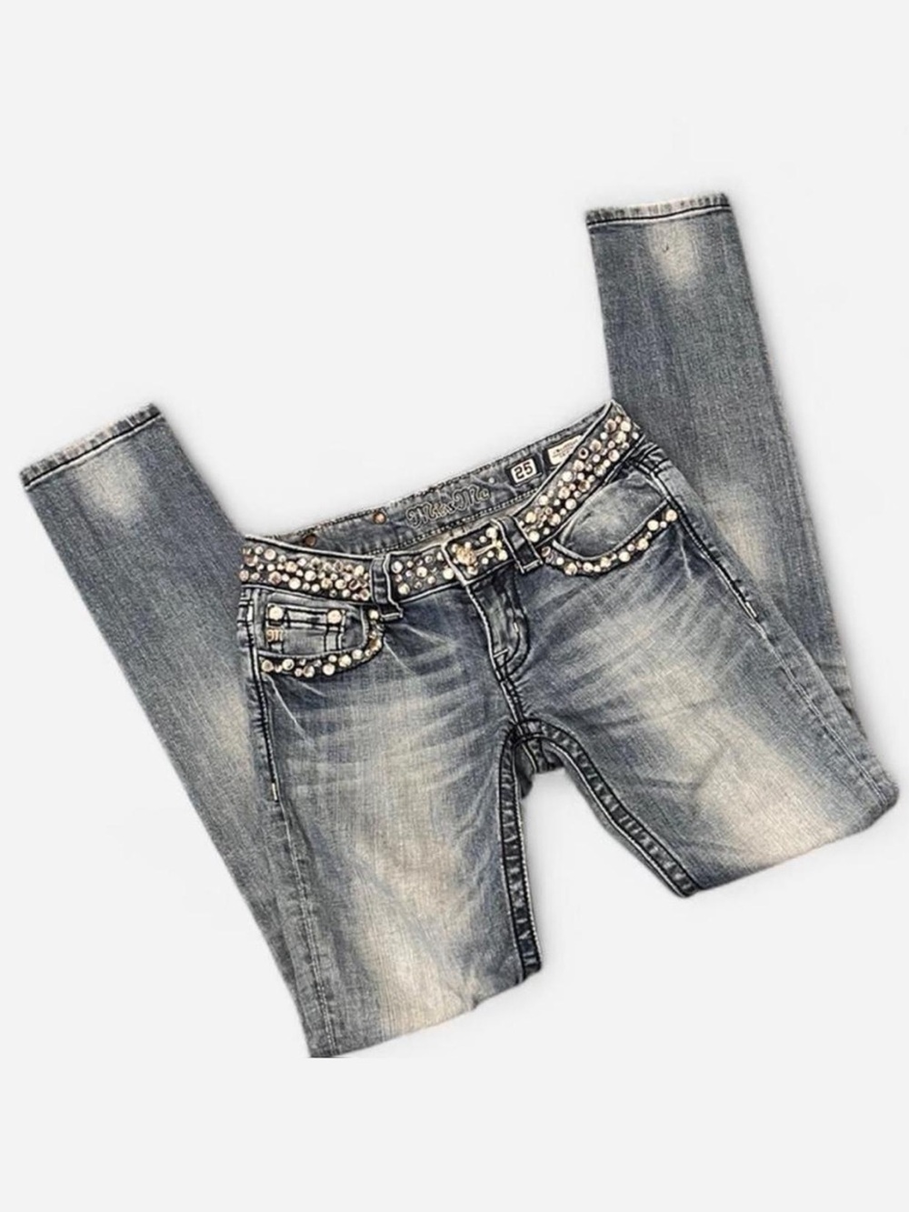 Vintage Miss Me 2000s Y2K Embellished Low Rise Skinny